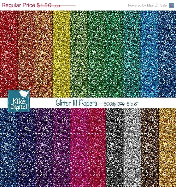 Glitter III Digital Papers - Colorful Digital Scrapbookig Papers - card design