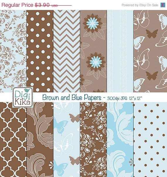 Blue ,Brw Digital Papers - Scrapbooking, background, card design, stickers