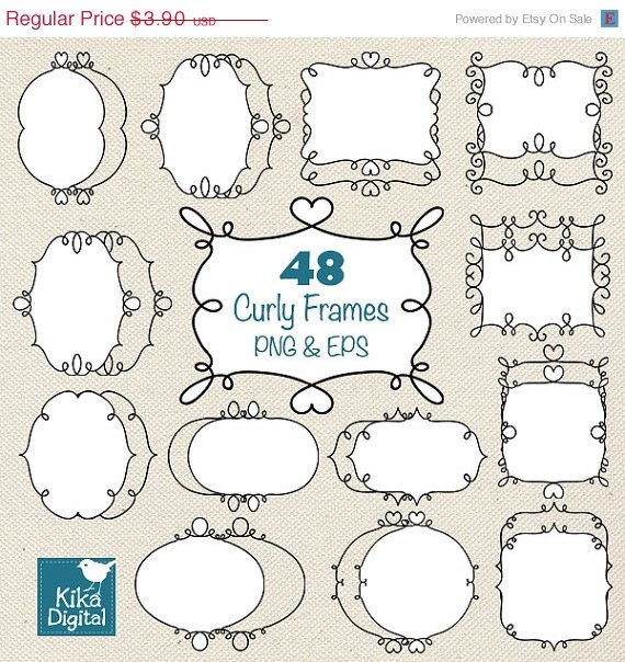 48 Curly Frames, Doodle Digital