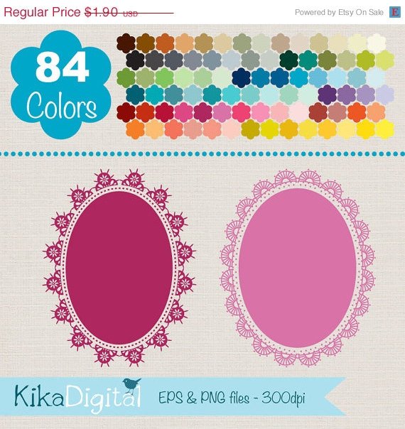 Oval Lace Frames, Colorful Lace Frames, Rainbow Lace