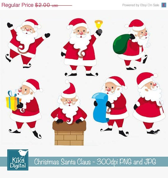 Santa Claus - Digital Clipart Scrapbooking - card design, invitations, stickers