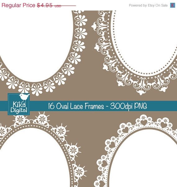 Oval Lace Frames Digital ClipartDigital wedding framesScrapbookingwedding stationery