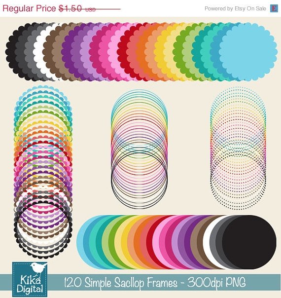 120 Simple Scop Digital Frames - Mix , Match - card design, invitations
