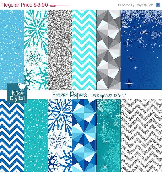 Frozen Digital Papers, Winter Scrapbook Papers - card design, background