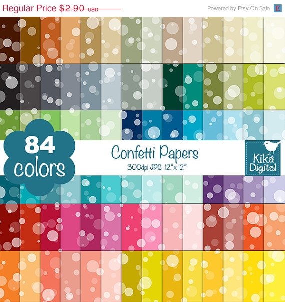 ON SALE 60 Percent Confetti Digital Papers-Rainbow Confetti Papers-Soap Bubble papers-Huge Paperlo