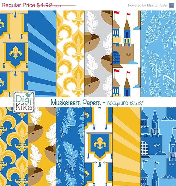 Musketeers Digital Papers-3 Musketeers Tileable/Seamless Pattern-website print