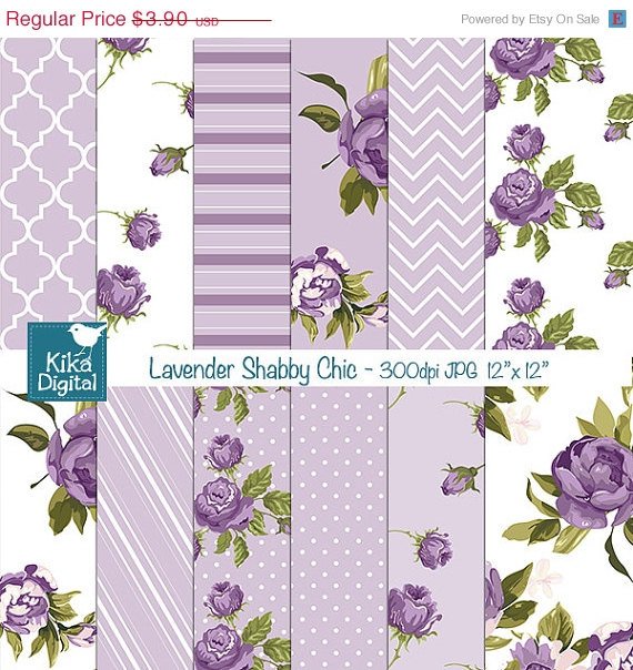 Lavender Shabby Chic Digital PapersDigital papersShabby Chic Papers-card design