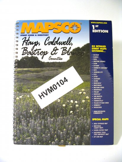 Mapsco Street Atlas Hays Caldwell counties Texas 1st ed 2000