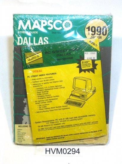 Mapsco 1990 Dallas Street Guide with digital index on floppy
