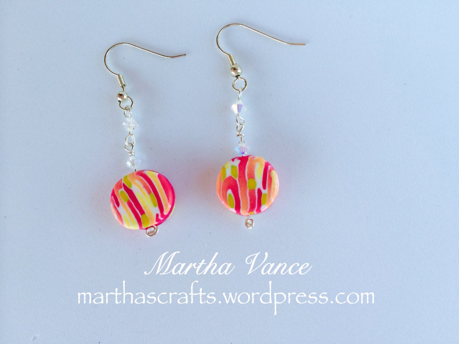 Dangling candy stripped earrings