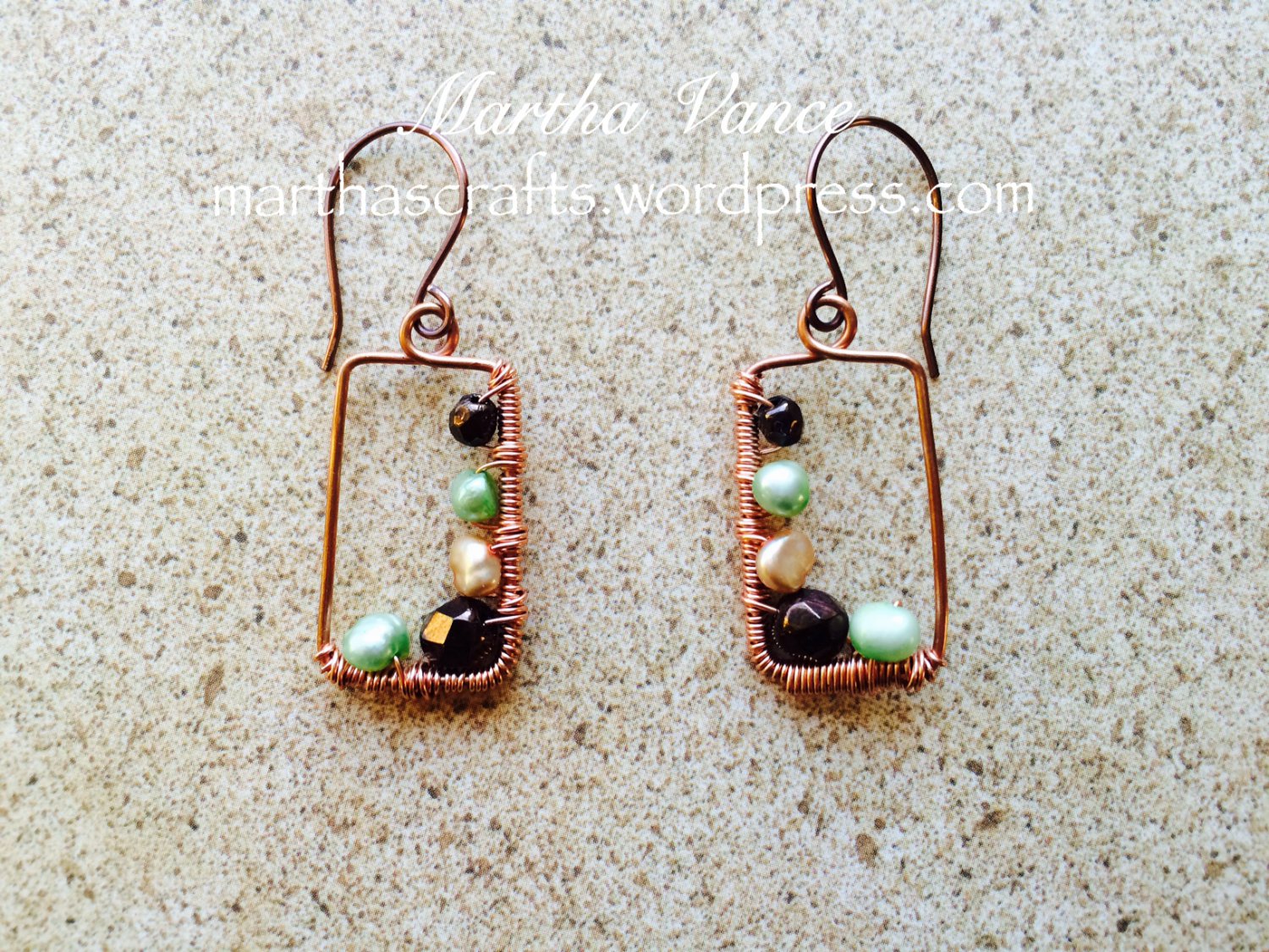 Wirewrapped Copper Frame Earrings