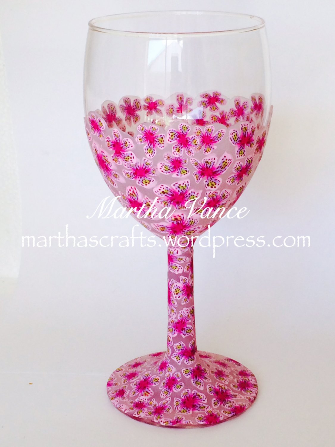 Wine Glass covered with Polymer Clay