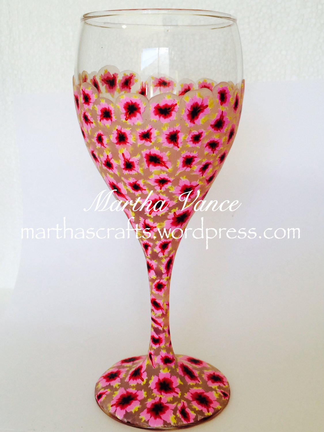 Polymer clay covered wine glass
