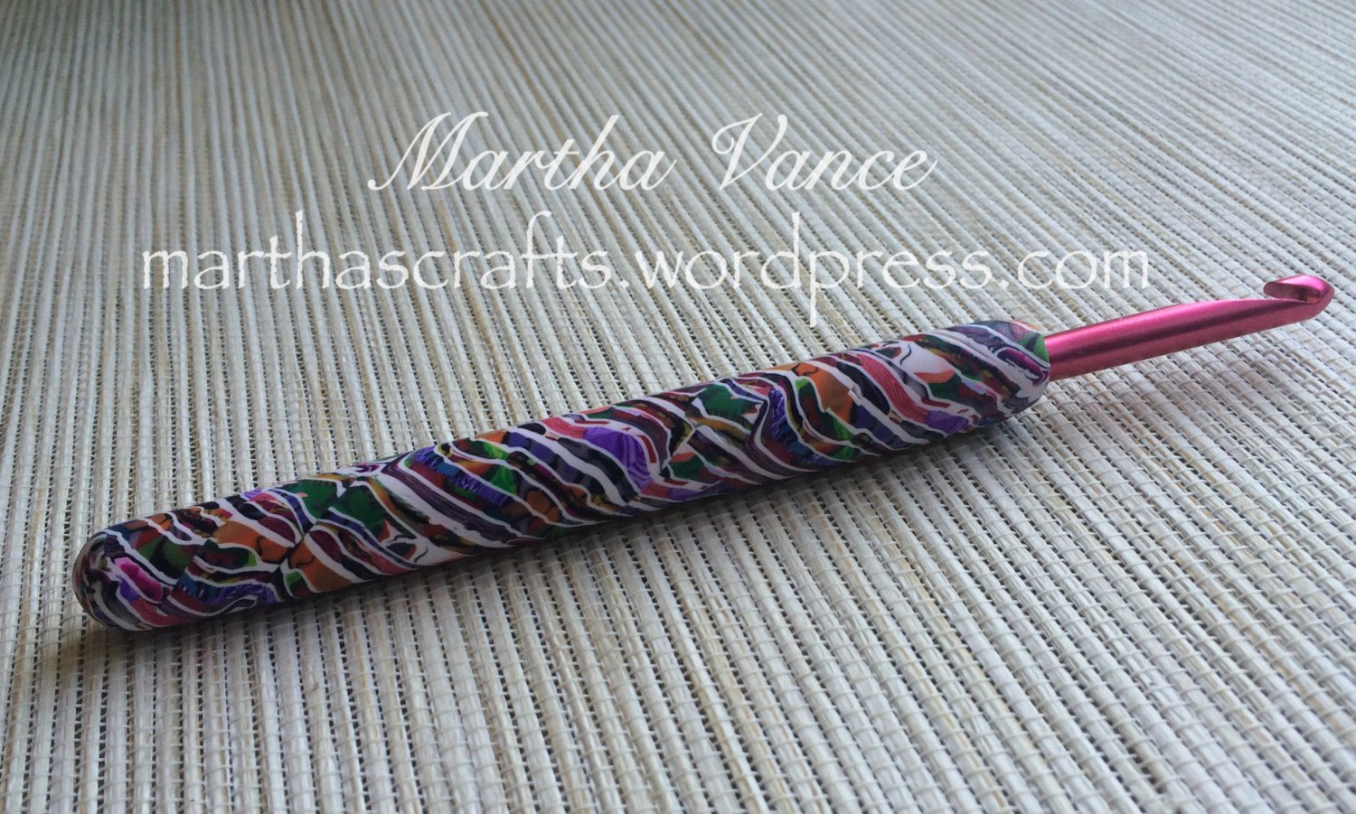 Crochet hook I covered with polymer clay