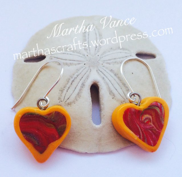 Polymer Clay Heart Earrings
