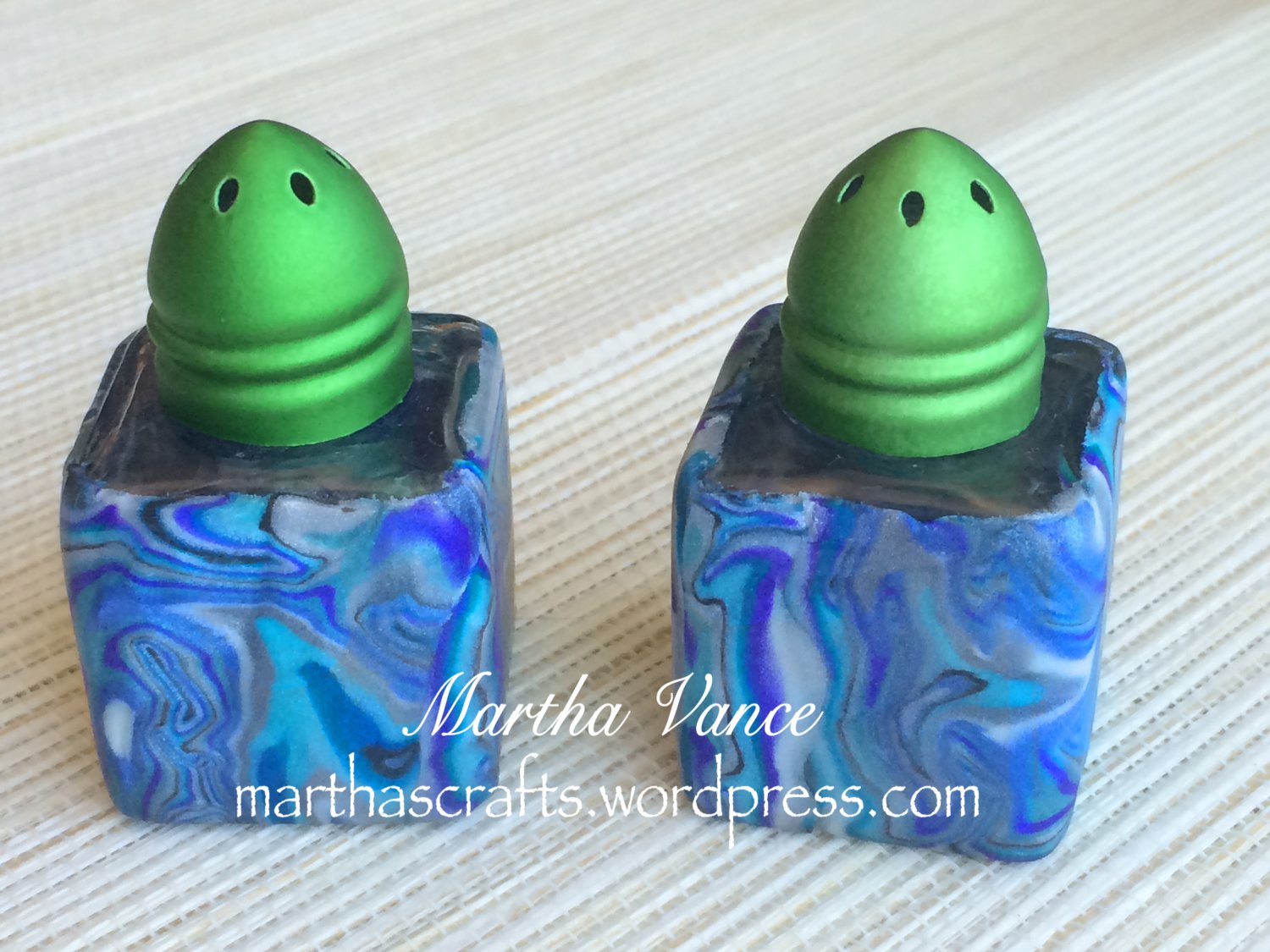 Salt and Pepper Shakers covered with Polymer Clay