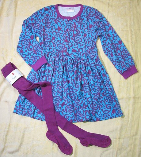 NWT Hanna Andersson Aqua Violet Playdress & Tights 110