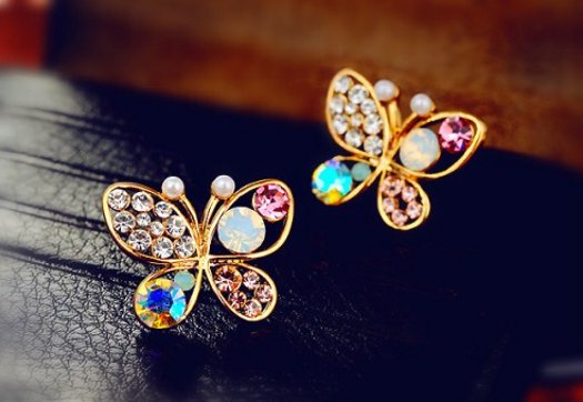 Crystal Rhinestone Butterfly Earrings