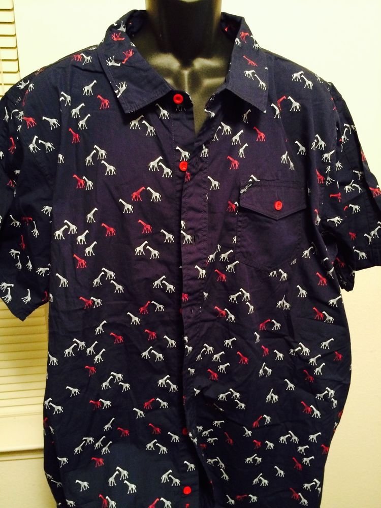 Lrg Men's Navy Blue Dress Shirt 3Xl Animal Print, Big & Tall, Classic Fit