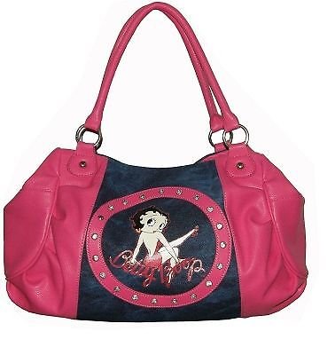 Pink Betty Boop Denim Hobo Faux Leather