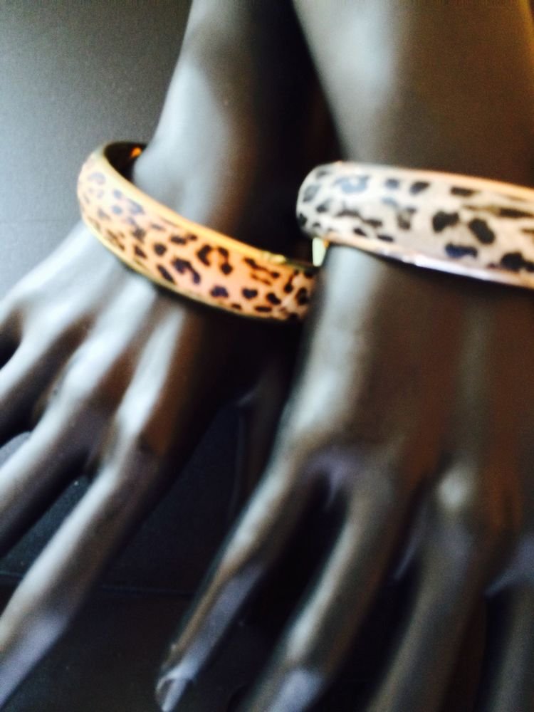 Leopard Animal Print Bangle Bracelet 2 Pieces