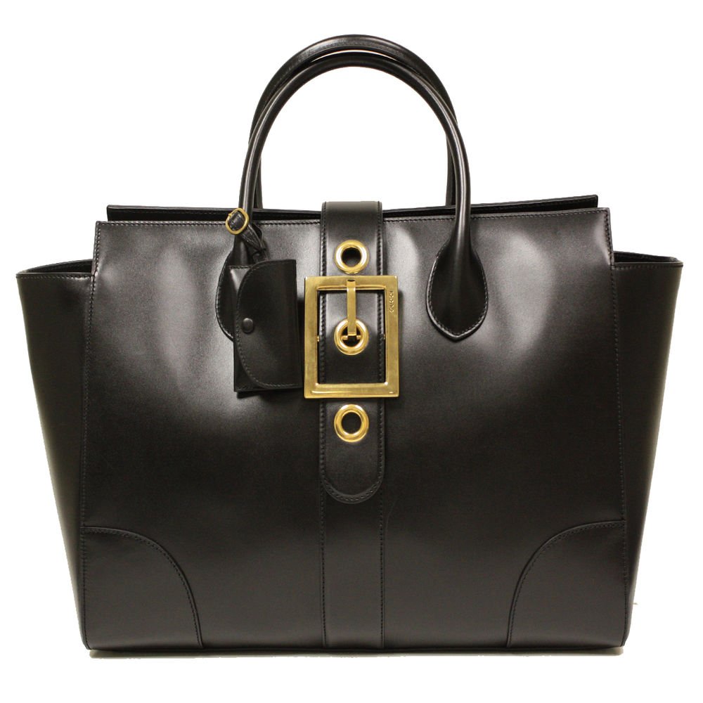 Gucci Lady Buckle Large Black Leather Business Tote Bag