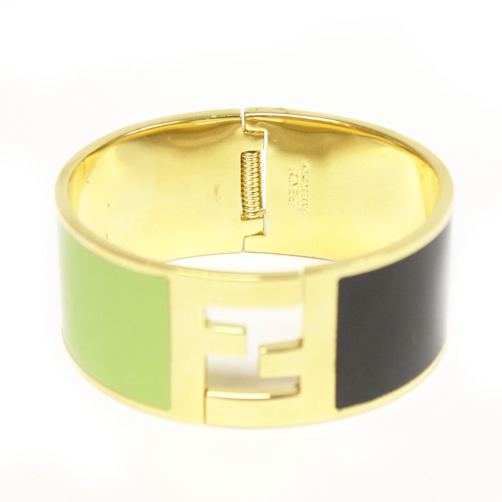 Fendi Medium Green and Black Gold Metal Bracelet