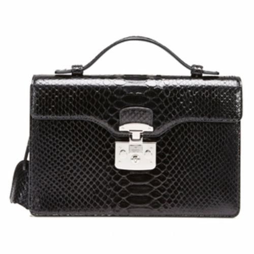 Gucci Lady Lock Black Python Leather Top Handle Bag