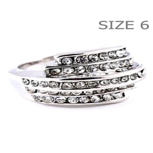 PAVE RING CUBIC ZIRCONIA CZ GENUINE RHODIUM PLATING SIZE 6 10 MM TALL