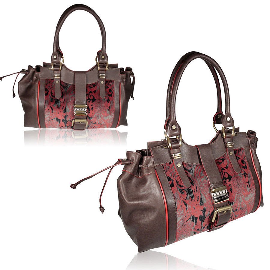 Roberto Cavalli Just Cavalli Handbag Burgundy and Brown, Large and Leather