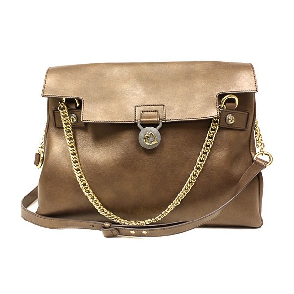 Versace Collection Golden Brown Handbag Vitello Perlato