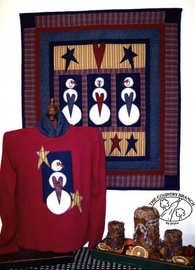 Snowballs & Stars Country Primitive Snowman Applique FABRIC ONLY TCB 204-2