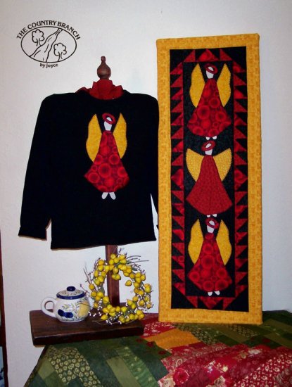Angels on High Country Primitive Applique Pattern for Quilt or Sweatshirt, PATTERN ONLY TCB 207-3