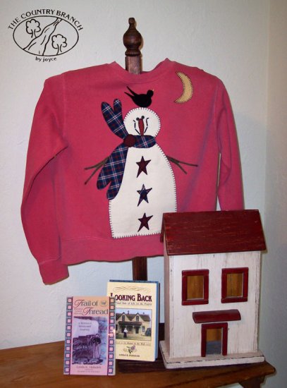 Bird On Head Primitive Snowman Applique Pattern for Quilt Sweatshirt, PATTERN ONLY TCB 206-1