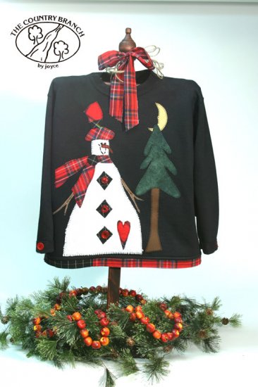 Snow Branch Country Primitive Snowman Applique Pattern for Quilt Sweatshirt, PATTERN ONLY TCB 202