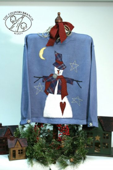 Snowbranch Stars Primitive Country Snowman Applique FABRIC ONLY TCB 203-1