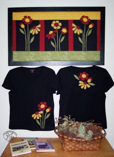 Spring Flowers Primitive Country Applique FABRIC ONLY TCB206-2