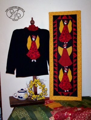 Angels On High Primitive Country Applique Pattern & Fabric Kit for Picture Quilt TCB 207-3Q