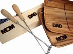 Mom Dad Holiday Gift Set of 2 Steak Branding Irons with Gift Box and branded plates
