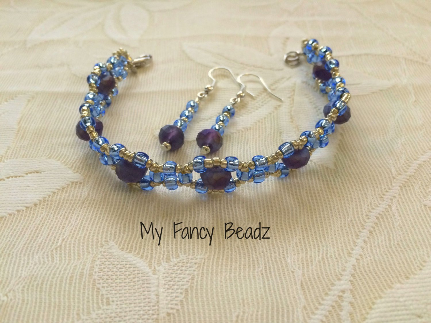Blue-Indigo Bracelet and Earrings Set