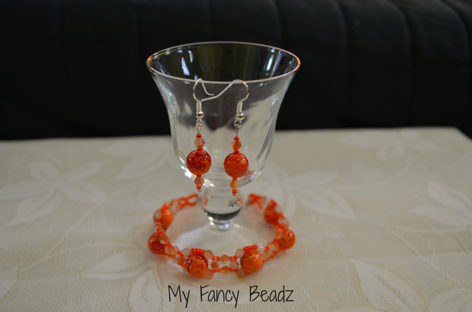 Autumn Orange Bracelet and Earrings Set