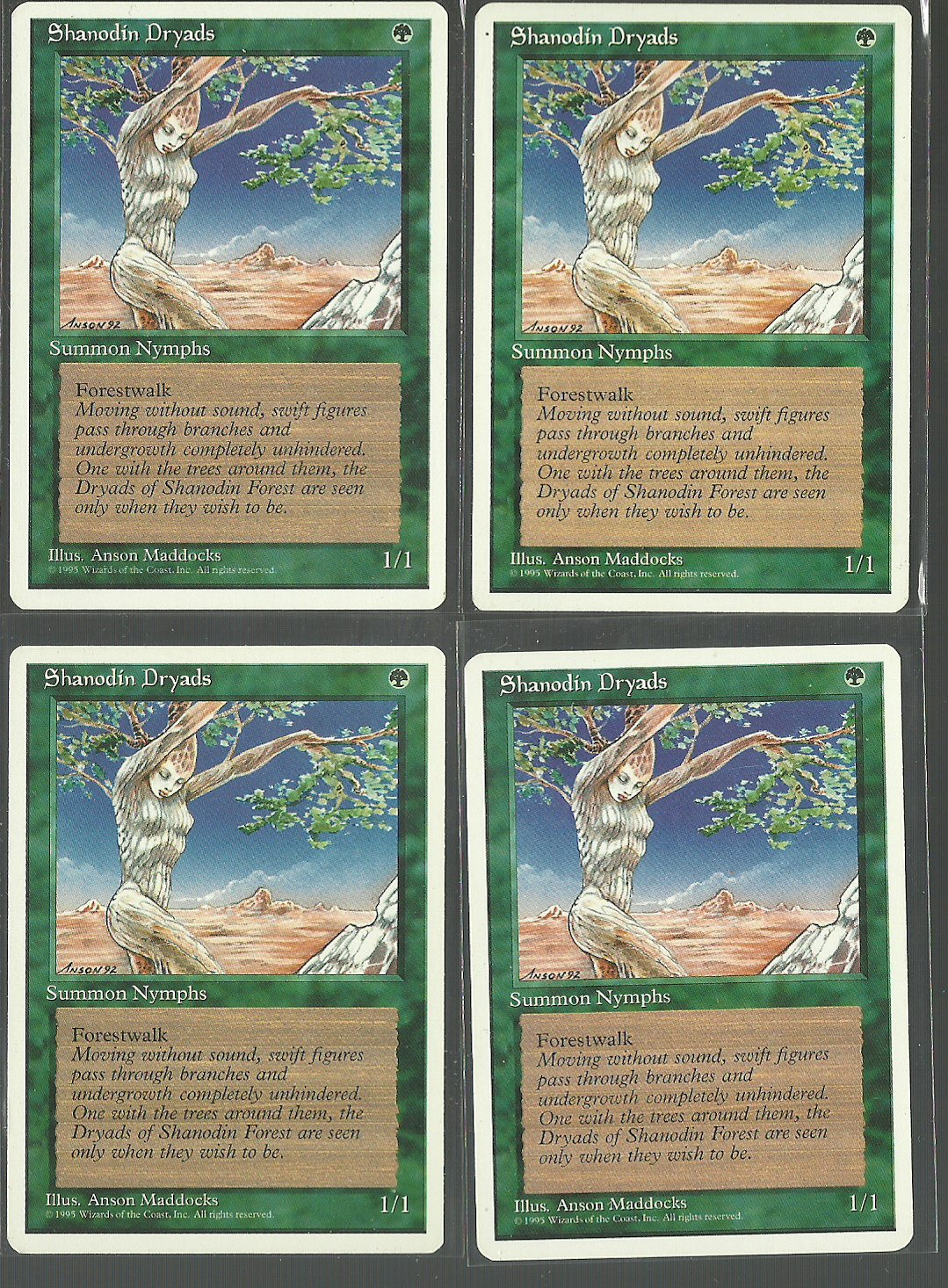Shanodin Dryads x4 - NM - 4th Edition - Magic the Gathering