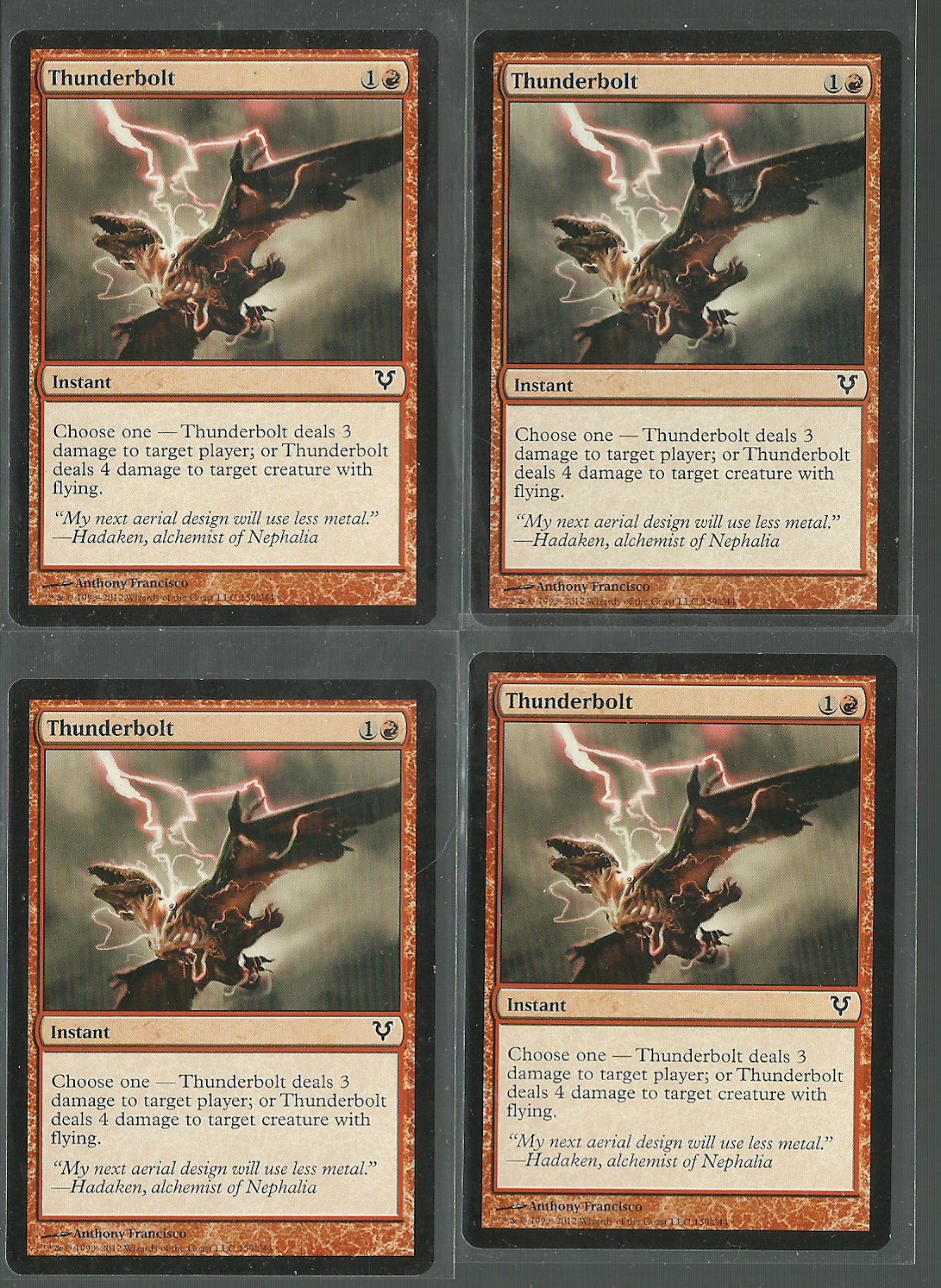 Thunderbolt x4 NM Avacyn Restored Magic the Gathering