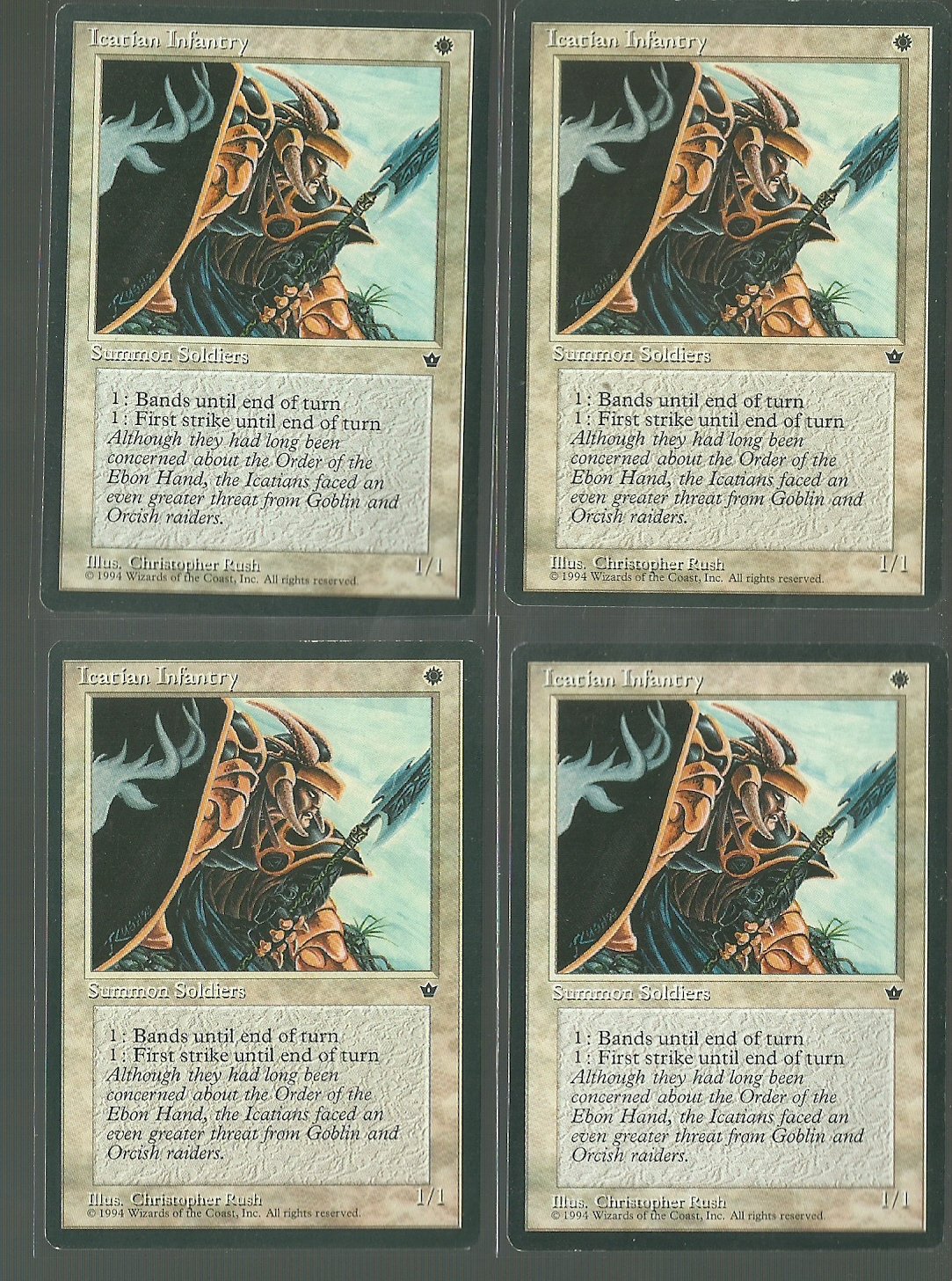 Icatian Infantry V3 x4 - Good - Fallen Empires - Magic the Gathering