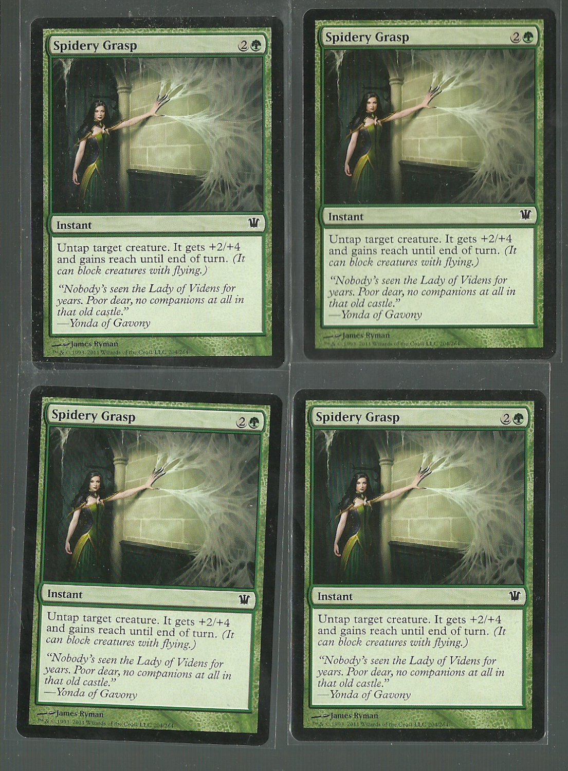 Spidery Grasp x4 NM Innistrad Magic the Gathering