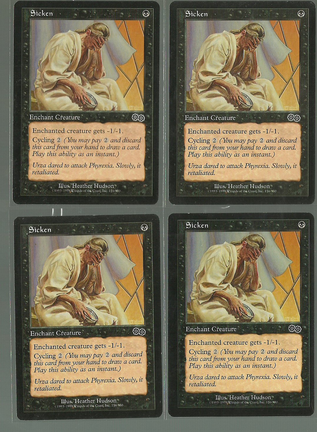 Sicken x4 NM Urza's Saga Magic the Gathering