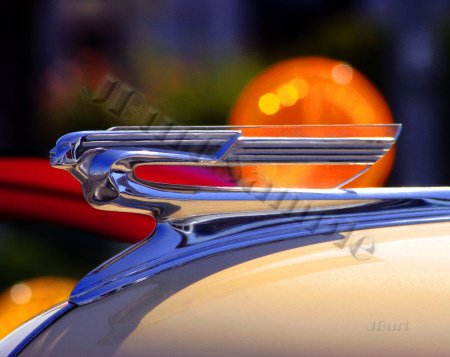 JBURTPHOTOS Original 8x10 Photographic Print - 1941 Olds Deco Nude Car Hood Ornament