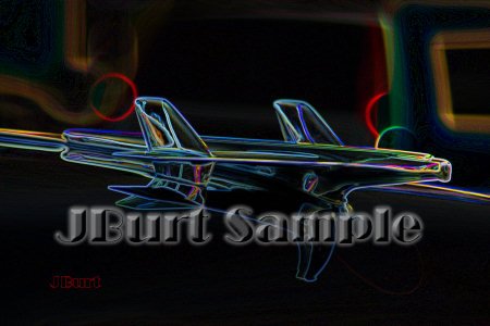 JBURTPHOTOS Original 8x10 Neon Art Print of a Classic 1955 Chevy Car Hood Ornament Eagle Rocket
