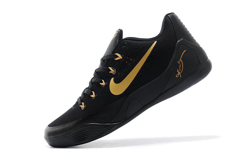 2014 Nike 653972-703 Kobe 9 EM Low Black Gold basketball shoes