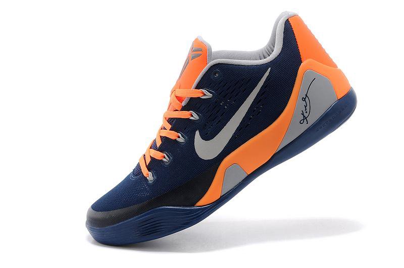 2014 Nike Kobe 9 EM Low 653972-617 Blue Grey Orange Basketball Shoes